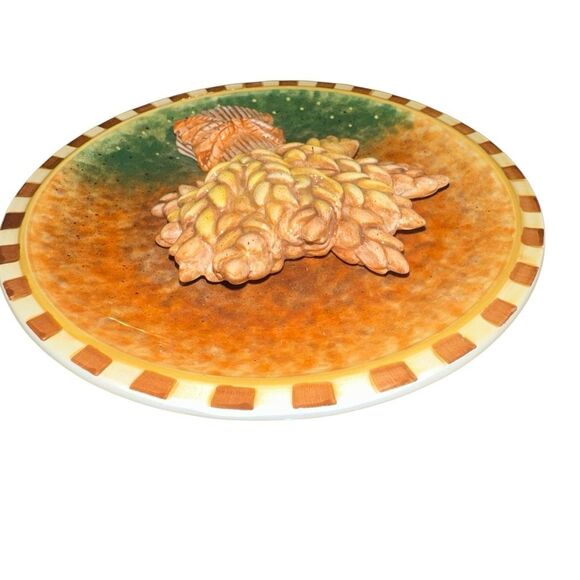 1980s Glazed Porcelain 3D Tree Relief Italian Plate decorative - Picture 2 of 9